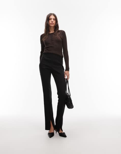 ASOS DESIGN Tall – Dopasowane czarne spodnie o obcisłym kroju z zapięciem na zamek z przodu - view 1