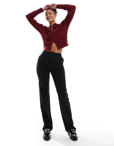 ASOS DESIGN Tall tailored slim straight trousers in black