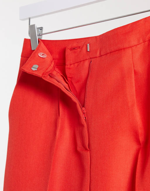 ASOS DESIGN Tall – Dopasowane spodnie garniturowe typu dad w kolorze czerwonym, 4 z 4
