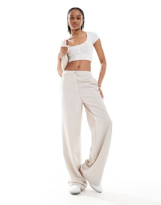 ASOS DESIGN Tall – Dopasowane szarobeżowe spodnie dad z szerokimi nogawkami, 2 z 5
