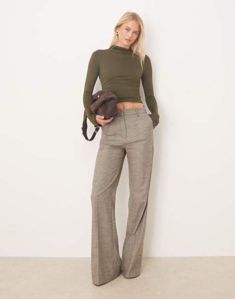 ASOS DESIGN Tall tailored snatch flare trousers in herringbone 