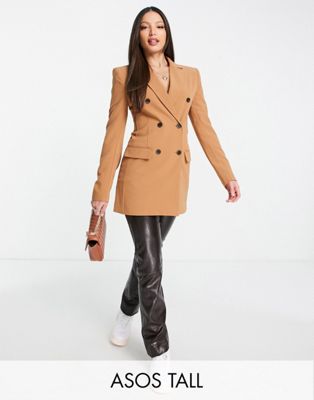 ASOS DESIGN Tall double breasted blazer in tan