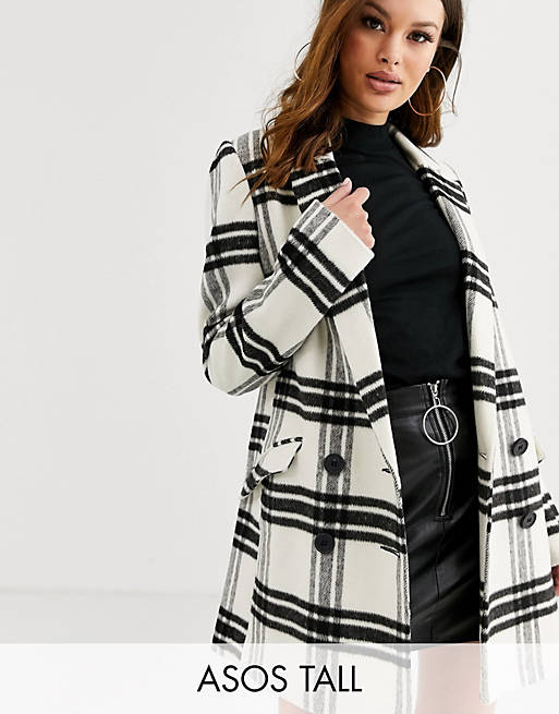 ASOS DESIGN Tall double breasted check coat | ASOS