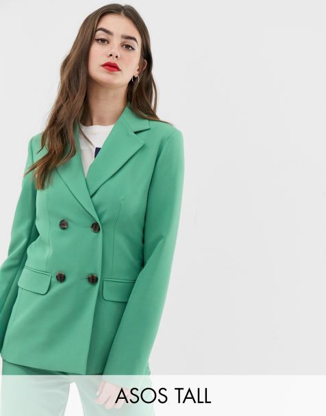 ASOS DESIGN Tall double breasted suit blazer in sage
