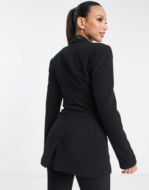 ASOS DESIGN Tall double breasted tux suit blazer in black, 2 of 4