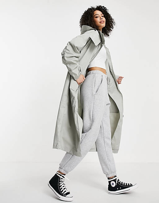 Grey ASOS Asos Design Tall Double Layer Parka Coat in Grey Womens Clothing Coats Parka coats 