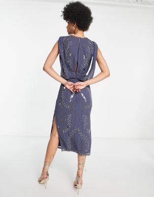 drape back midi dress