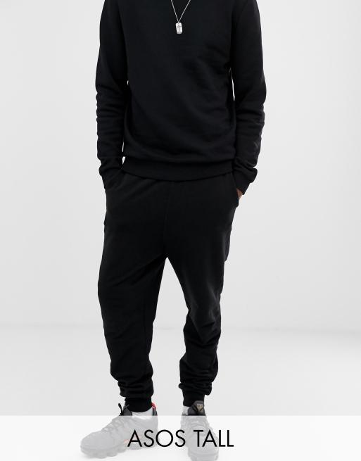 ASOS DESIGN Tall drop crotch sweatpants in black | ASOS