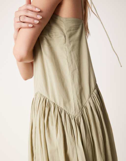 ASOS DESIGN Tall dropped waist maxi dress in putty
