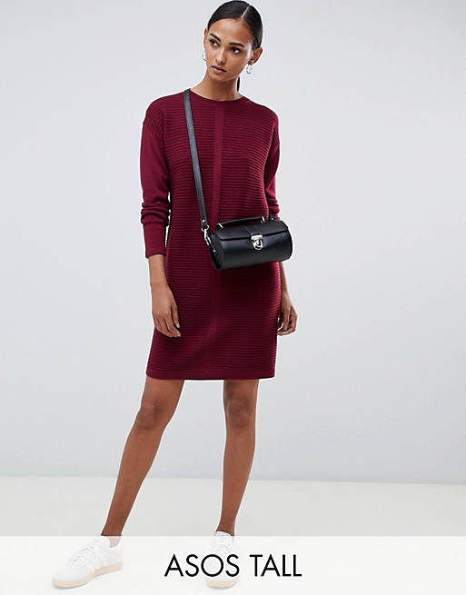 ASOS DESIGN Tall eco knitted mini dress in ripple
