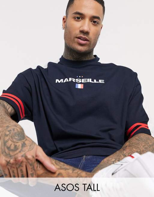 ASOS DESIGN – Tall – Ekologisk t-shirt i oversize-modell med blockfärgade paneler och stadstryck