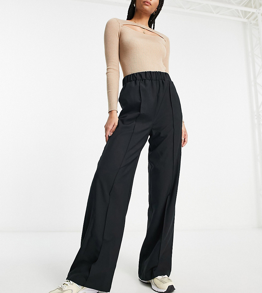 Asos Tall Asos Design Tall Elastic Waist Tailored Pants In Black