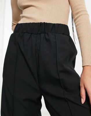 ASOS DESIGN elastic waist tailored trouser in black