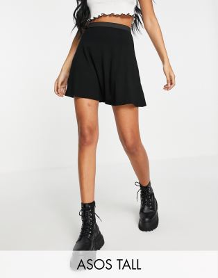 ASOS DESIGN Tall elasticated waist flippy mini skirt in black | ASOS