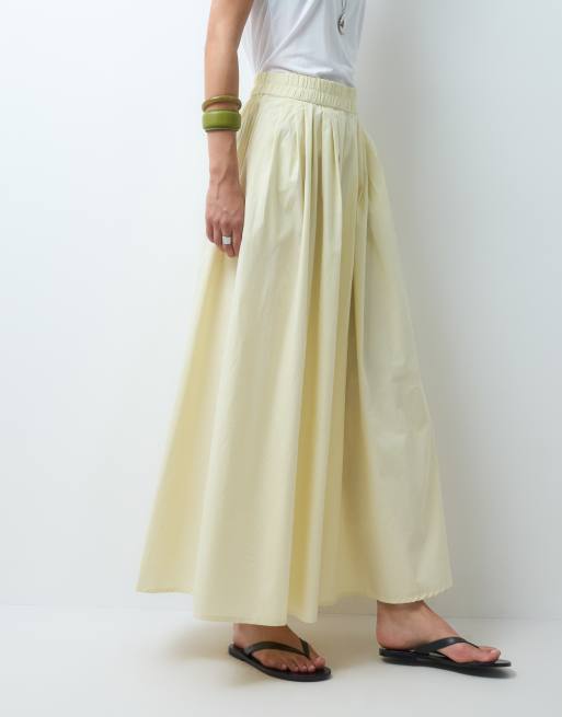 ASOS DESIGN Tall elasticated waist volume maxi skirt in buttermilk, 3 of 5
