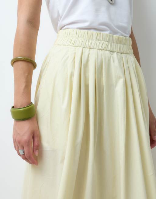 ASOS DESIGN Tall elasticated waist volume maxi skirt in buttermilk, 4 of 5
