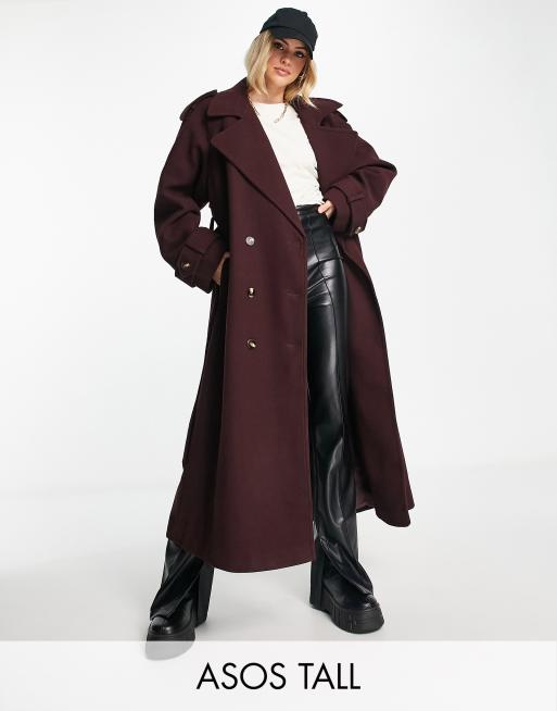 ASOS DESIGN Tall - Elegant okseblodsfarvet trenchcoat