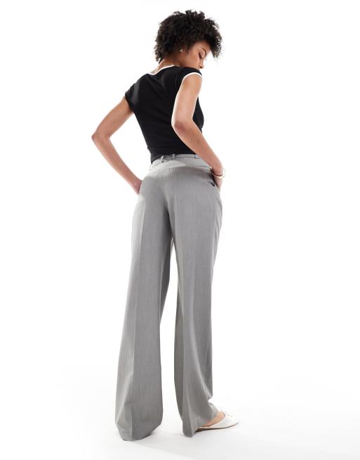 ASOS DESIGN Tall tailored wide leg trousers with pleat detail in grey