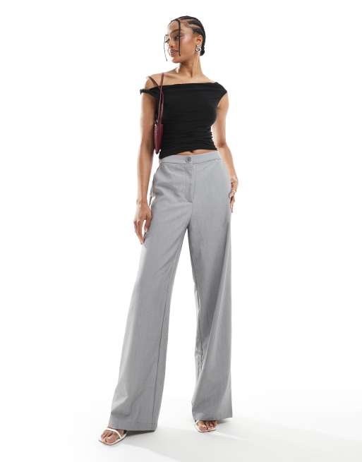 ASOS DESIGN Tall – Elegante Dad-Hose in Grau mit weitem Bein