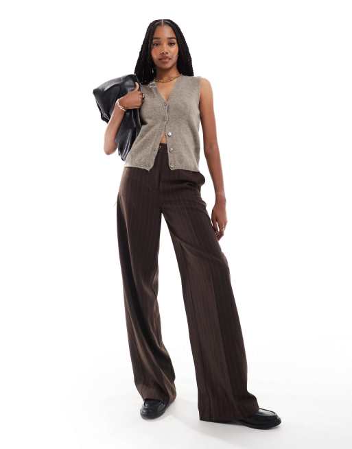 ASOS DESIGN Tall – Elegante Dad-Hose in Schokoladenbraun mit weitem Bein