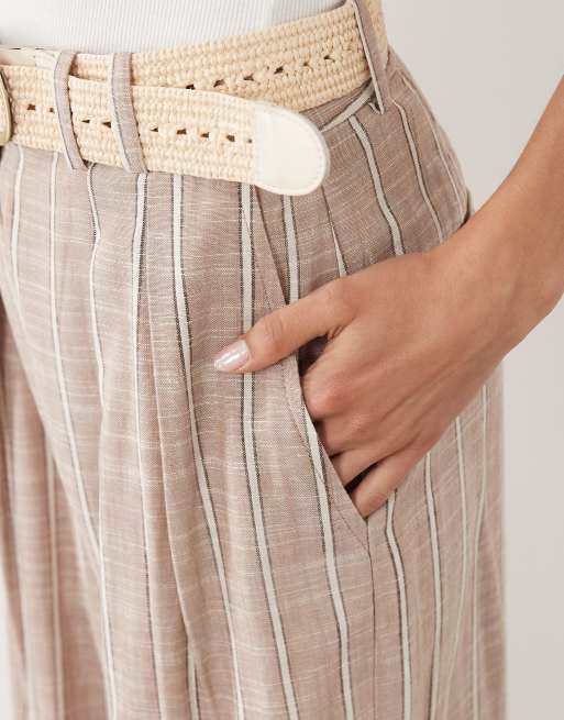 ASOS DESIGN Tall – Elegante, gestreifte Hose mit Leinenanteil, Gürtel und weitem Bein , 2 von 5