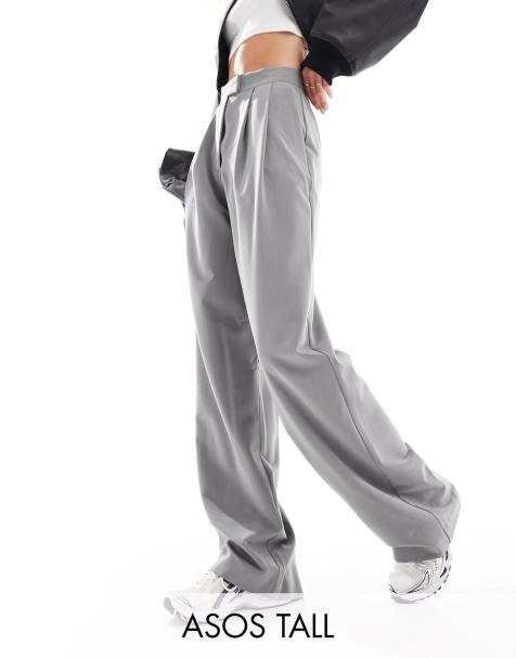 ASOS DESIGN Tall – Elegante Hose in Grau mit weitem Bein und Bundfalten - view 1