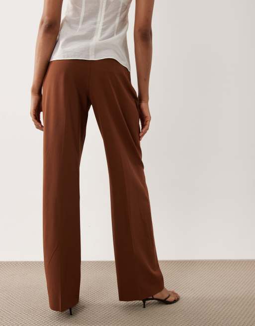 ASOS DESIGN Tall – Elegante Hose in Karamell mit weitem Bein und Bundfalten, 5 von 5