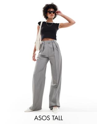 ASOS DESIGN Tall - Elegante Hose mit weitem Bein in Grau