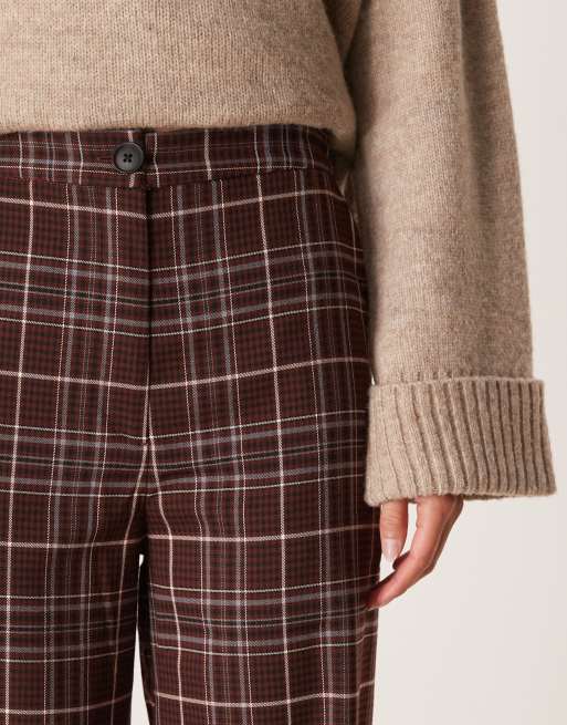 ASOS DESIGN Tall – Elegante, lässig und gerade geschnittene Hose in Burgunderrot kariert, 2 von 5