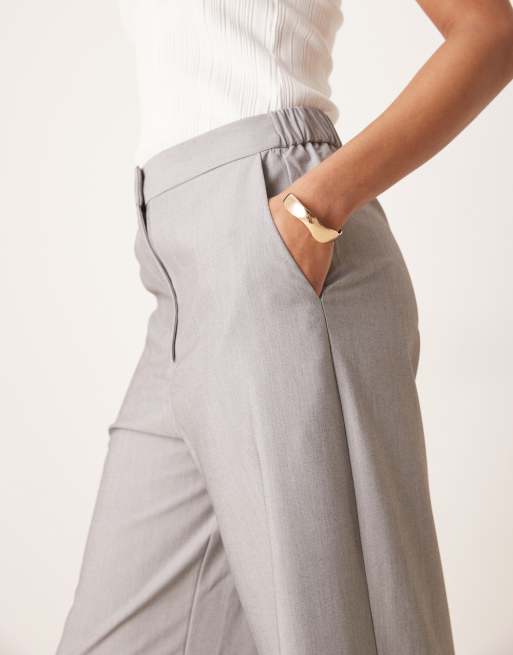 ASOS DESIGN Tall - Elegante ruimvallende broek met rechte pijpen in grijs , 2 van 5