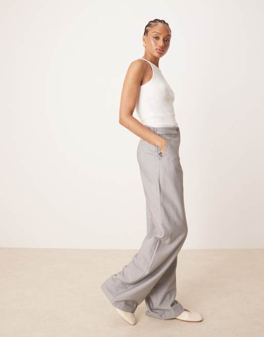 ASOS DESIGN Tall - Elegante ruimvallende broek met rechte pijpen in grijs , 3 van 5