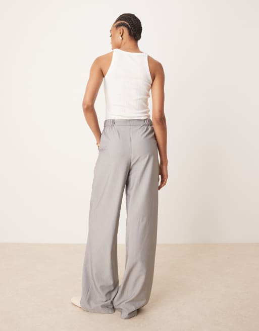 ASOS DESIGN Tall - Elegante ruimvallende broek met rechte pijpen in grijs , 5 van 5