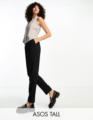 Thumbnail - ASOS DESIGN Tall - Elegante, schmal zulaufende Hose in Schwarz