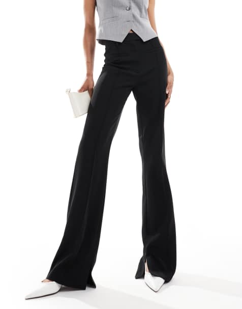 ASOS DESIGN Tall - Elegante skinny flare-broek van gladde stof in zwart - view 1