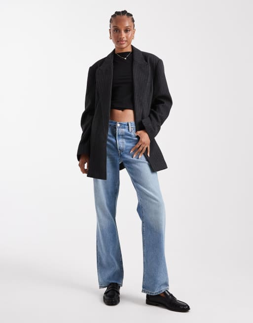 ASOS DESIGN Tall – Eleganter Wollmix-Blazer in Anthrazit mit Nadelstreifen, 2 von 4