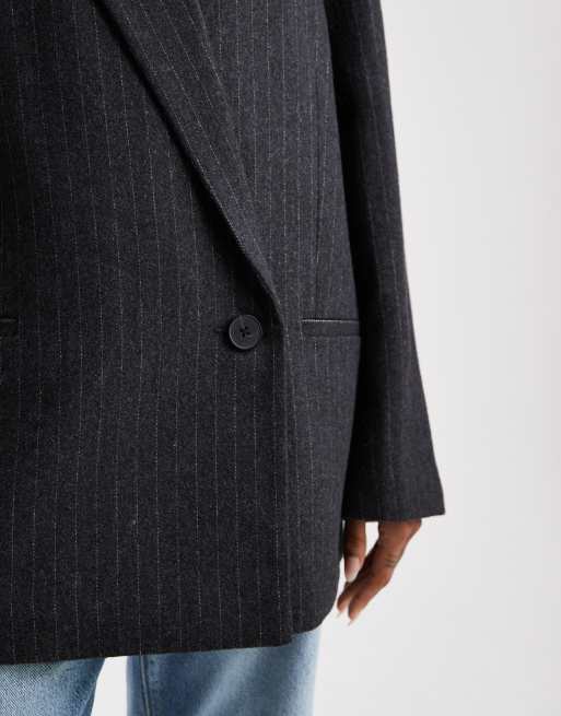 ASOS DESIGN Tall – Eleganter Wollmix-Blazer in Anthrazit mit Nadelstreifen, 4 von 4