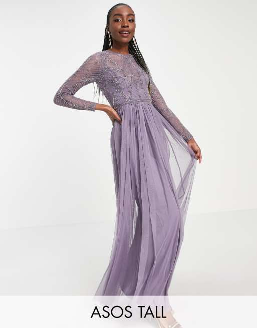 ASOS DESIGN Tall embellished bodice maxi dress with tulle skirt