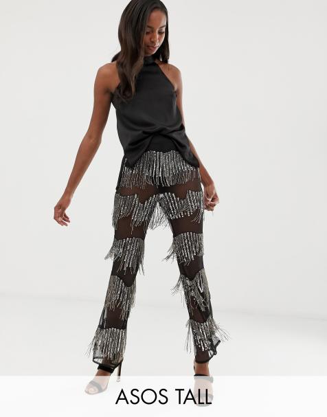 ASOS DESIGN Tall embellished flare trouser with sequins and beads