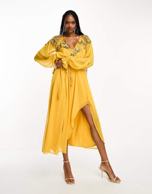 Asos shop yellow dress