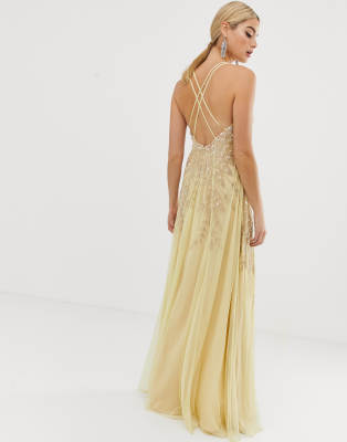 asos yellow embellished dress