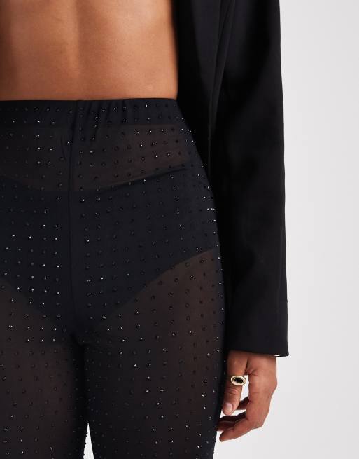ASOS DESIGN Tall embellished mesh flared pants, 3 of 5