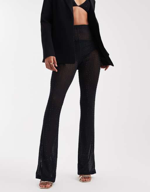 ASOS DESIGN Tall embellished mesh flared pants, 4 of 5