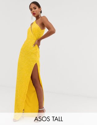 yellow embellished maxi dress