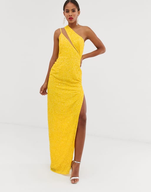 Asos yellow hot sale embellished dress