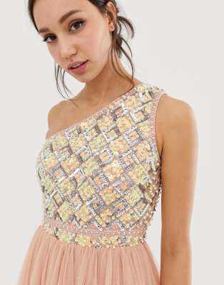 asos design embellished open back tulle midi dress