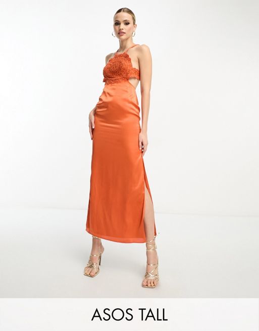 ASOS DESIGN halter maxi dress with extreme cut out back detail in