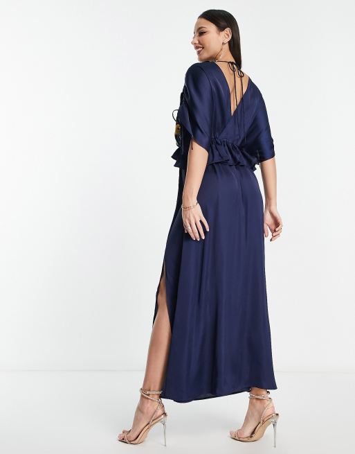 Asos navy hot sale wrap dress