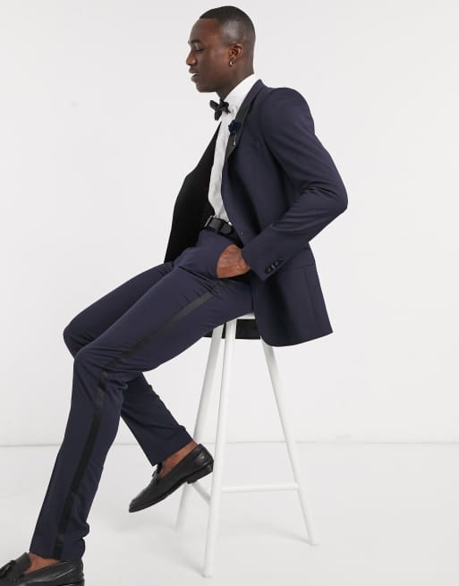 ASOS DESIGN Tall – Enge Smokinghose in Marine, 4 von 4