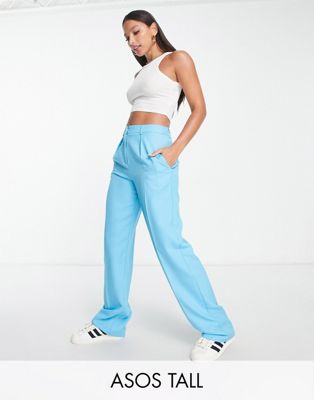ASOS DESIGN Tall everyday slouch boy trousers in pop turquoise - ASOS Price Checker