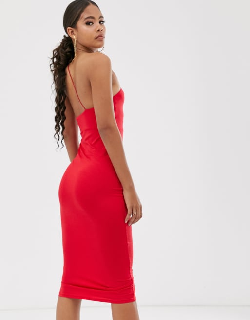 Asos red bodycon dress sale